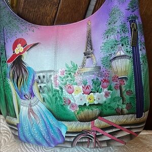 Anuschka Paris Sunrise Hand-Painted Leather Crossbody Pristine